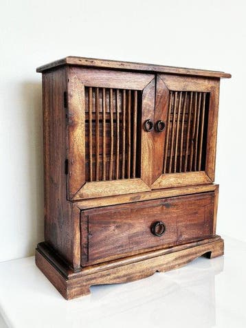 Ladekast - Miniatuur Vintage houten kast met lades - Hout