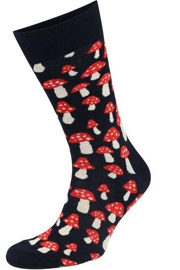 Happy Socks Sokken Mushroom Rood maat 41-46 Heren, Kleding | Heren, Sokken en Kousen, Verzenden, Nieuw, Zwart, Happy Socks