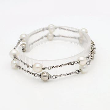 Armband - 18 karaat Witgoud Parel