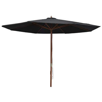 vidaXL Parasol met houten paal 350 cm zwart, Verzenden, Nieuw
