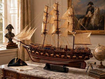 ENORME Voilier Fregate DU NAPOLEON en bois 100CM bateau