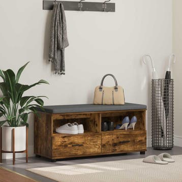 vidaXL Hallenbank Gerookte Eik 100 x 38 x 46 cm, Verzenden, Nieuw