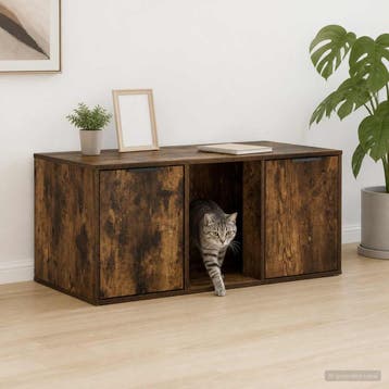 vidaXL Kattenkrat Meubel Gerookt eiken 100 x 49 x 45 cm, Dieren en Toebehoren, Verzenden, Nieuw