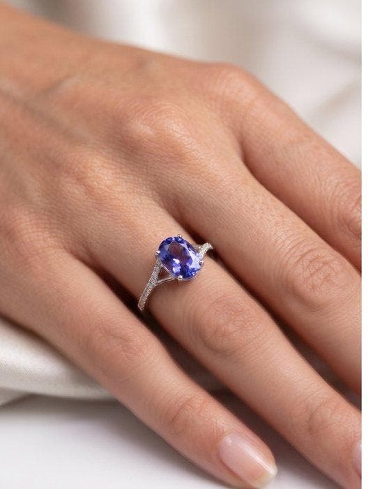 Bague - 14 carats Or blanc - 1.52ct. tw. Tanzanite - Diamant, Bijoux, Sacs & Beauté, Bagues