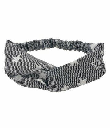 Haarband Twist 5cm – Sterrenprint – Gladde Stof – Wit Zwart