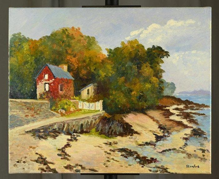 Christiane Stenfort (née en 1940) - La maison du peintre à, Antiek en Kunst, Kunst | Schilderijen | Klassiek