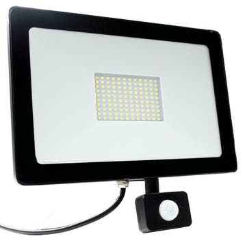LED Floodlight Bouwlamp 100W met sensor Daglicht wit, Verzenden, Nieuw, 50 tot 200 watt, Lamp met armatuur