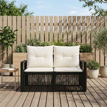 vidaXL Tuin Sofa 2-Aantal zitplaatsen Zwart poly rattan, Tuin en Terras, Verzenden, Nieuw