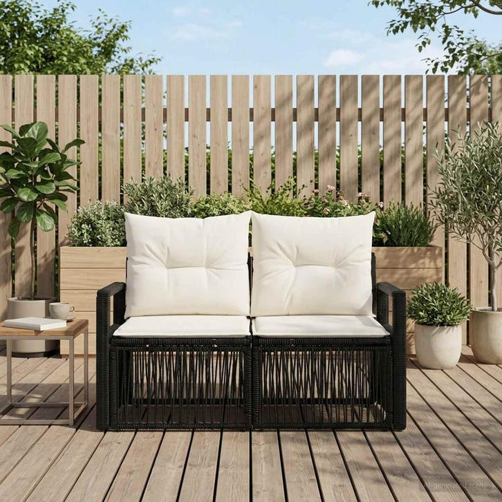 vidaXL Tuin Sofa 2-Aantal zitplaatsen Zwart poly rattan, Tuin en Terras, Tuinsets en Loungesets, Nieuw, Verzenden