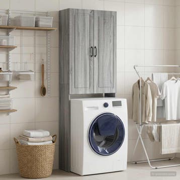 vidaXL Toiletkast UTRECHT Grijs Sonoma 66 x 25,5 x 190 cm, Huis en Inrichting, Verzenden, Nieuw