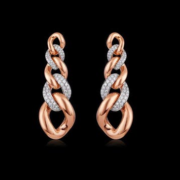 Boucles doreilles - 18 carats Or rose - 0.87ct. tw. Diamant