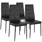 tectake Eetkamerstoelen, kunstleer met strass steentjes - zw, Verzenden, Nieuw