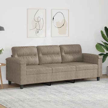 vidaXL Driezitsbank / zetel 180 cm microvezelstof taupe, Verzenden, Nieuw