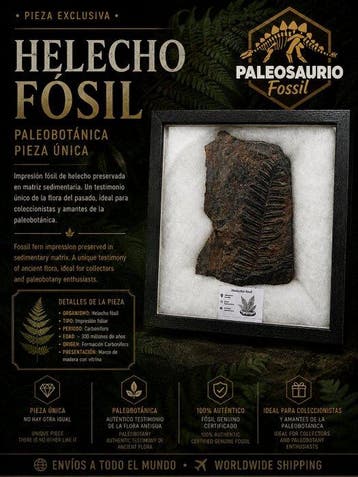 Varen - Gefossiliseerde plant - Pteridophyta - 21 cm