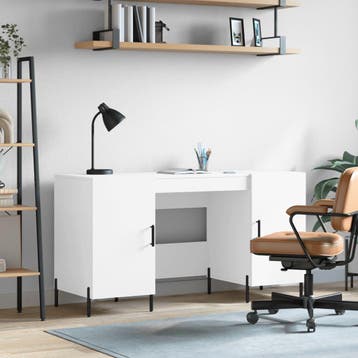 vidaXL Bureau 140x50x75 cm bewerkt hout wit, Verzenden