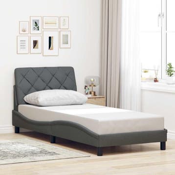 vidaXL Bedframe zonder matras 90x200 cm stof donkergrijs, Verzenden, Nieuw