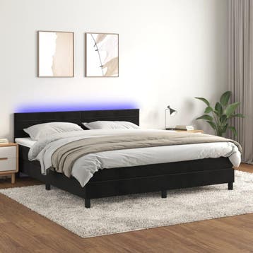 vidaXL Boxspring met matras en LED fluweel zwart 160x200 cm, Verzenden, Nieuw
