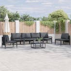 vidaXL Tuinbank Set met kussen 7 pcs Zwart Staal, Verzenden