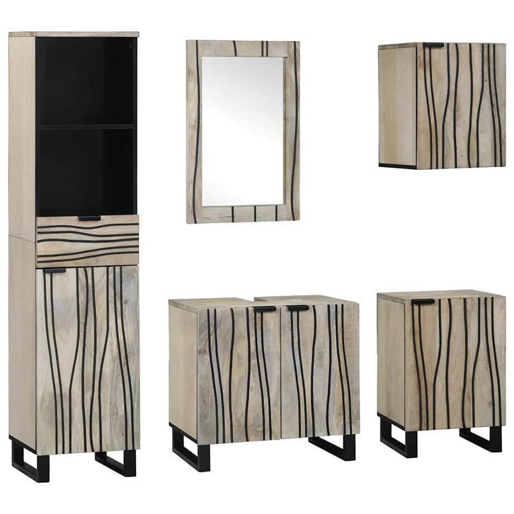 vidaXL Badkamermeubel Set 5 st Walnootbruin 38 x 33 x 160 cm, Huis en Inrichting, Badkamer | Badkamermeubels, Nieuw, Verzenden