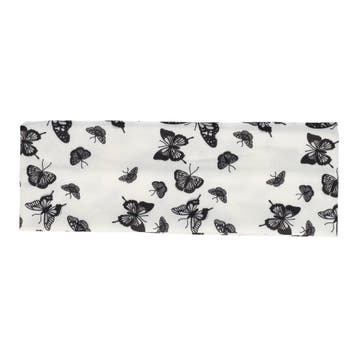 Haarband Stof 8cm - Vlinder Print - Wit Zwart, Nieuw