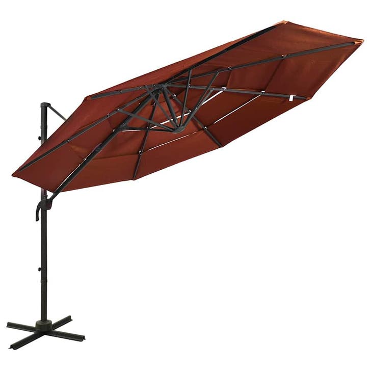 vidaXL Parasol 4-laags met aluminium paal 3x3 m, Tuin en Terras, Parasols, Nieuw, Verzenden