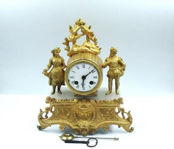 Klok - Albast, Zinklegering - 1850-1900