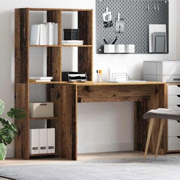 vidaXL Bureau met plank Oud Hout 138,5 x 55 x 143 cm Bewerkt, Verzenden, Nieuw