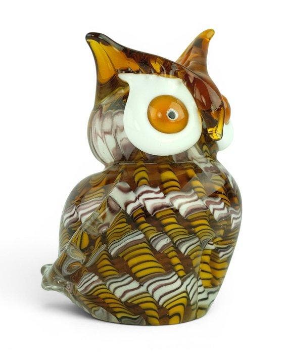 sculptuur, Expressive Owl in Murano Style - 14 cm - Glas, Antiek en Kunst, Curiosa en Brocante