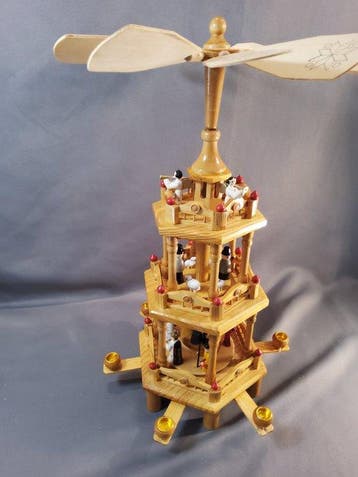 Kerstdecoratie (2) - Hout - Notenkraker Kerstpiramide, Nieuw