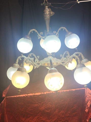 Lampe à suspendre - Laiton nickelé - Trente/Quarante ans