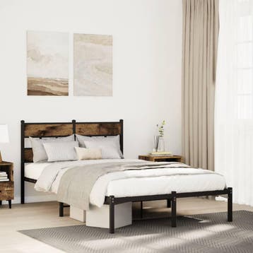 vidaXL Bedframe zonder matras metaal gerookt eikenkleurig, Verzenden