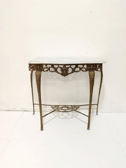 Wandtafel - Brons, Marmer - Bronzen console, Antiquités & Art, Curiosités & Brocante