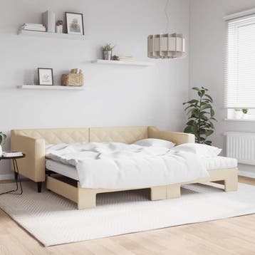 vidaXL Slaapbank met onderschuifbed en matrassen 100x200 cm, Verzenden