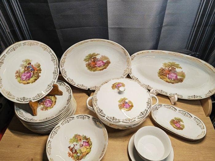 Euro Porcelaine - Fragonard - Eetservies voor 6 (17) -, Antiquités & Art, Antiquités | Meubles | Tables