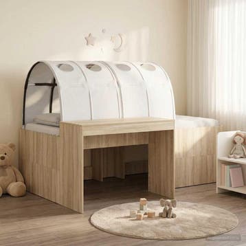 vidaXL Bed met Tunnel 3 st Sonoma eiken en wit Bewerkt hout, Verzenden