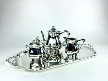 Orfèvrerie Otto-Léonard Wiskemann - Koffieservies (4) -, Antiek en Kunst