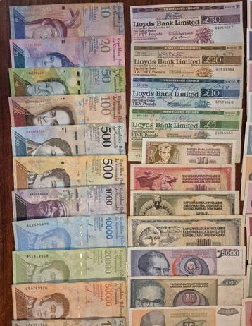 Wereld. - 100 banknotes and cheques - various dates (Zonder