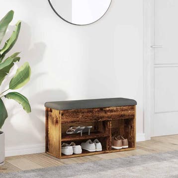 vidaXL Schoenenbank 82x32x45,5 cm bewerkt hout oud, Huis en Inrichting, Overige Huis en Inrichting, Verzenden, Nieuw