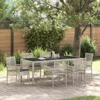 vidaXL Tuin Eettafel Set 7 pcs Lichtgrijs poly rattan, Verzenden