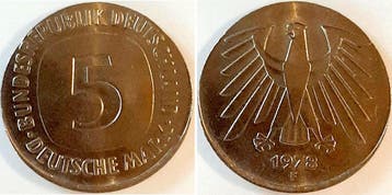 Duitsland Fehlpraegung 5 Dm 1978f auf 2 Dm Ronde ohne Ran..., Verzenden, België