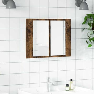 vidaXL Spiegelkast LED 60x12x45 cm bewerkt hout gerookt, Huis en Inrichting, Verzenden, Nieuw