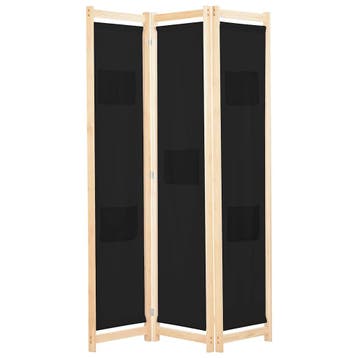 vidaXL Kamerscherm met 3 panelen 120x170x4 cm stof zwart, Verzenden, Nieuw