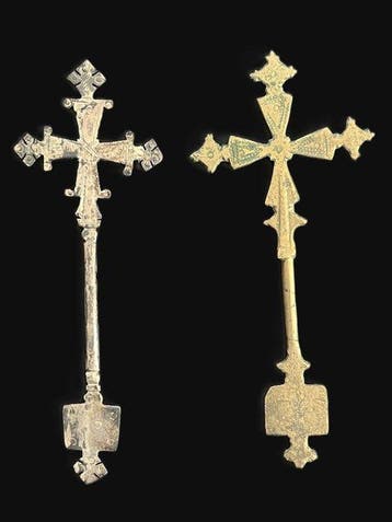 Ethiopië 2 orthodoxe donor-kruisen. Gondar. Koptisch -