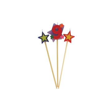 Kaarsen Set 9 Jaar Sterren 26cm 3st, Hobby en Vrije tijd, Verzenden, Nieuw