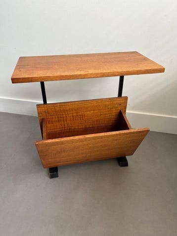 Table dappoint - Teck, Métal - Vintage porte-revues en teck