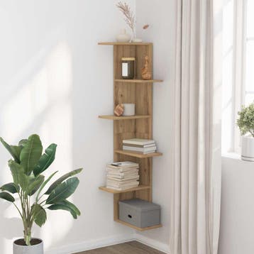 vidaXL Hoekwandschap 36,5x36,5x140 cm bewerkt hout, Verzenden, Nieuw