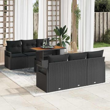 vidaXL Tuinbank Set 7 st 6-Aantal zitplaatsen Zwart, Verzenden, Nieuw