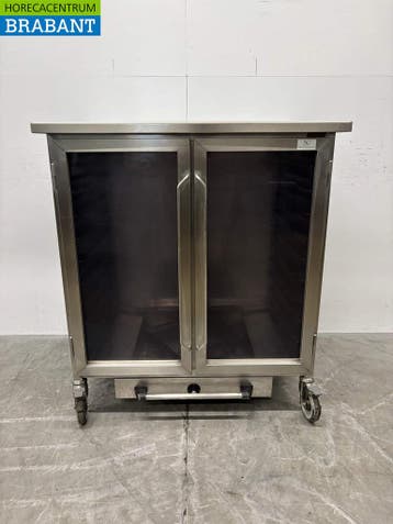 RVS Verrijdbare Warmhoudkast 2 Glazen klapdeuren 20 x 60/40, Ophalen of Verzenden