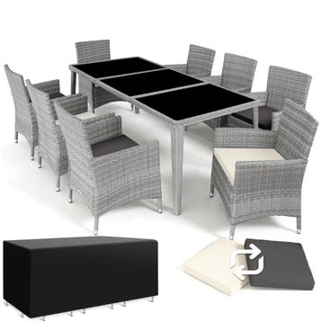 Aluminium wicker zitgroep Menorca 8+1 met beschermhoes, Tuin en Terras, Verzenden, Nieuw