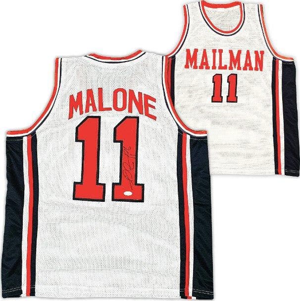 NBA - Karl Malone - Autograph - Witte aangepaste, Verzamelen, Overige Verzamelen